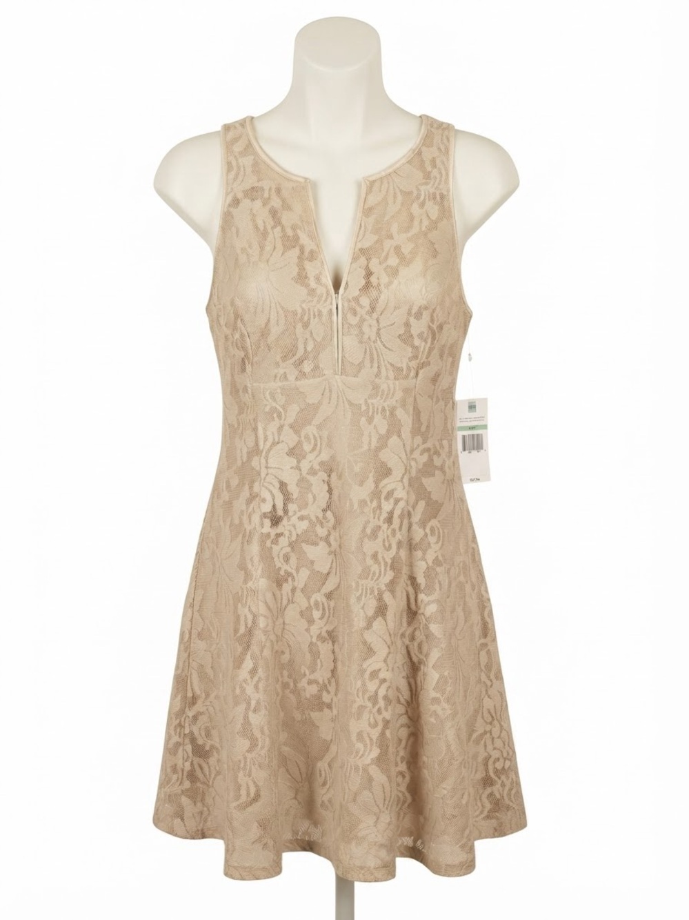Prosecco NEW NWT French Champagne Lace Overlay A-Line Size 8 wedding guest Dress